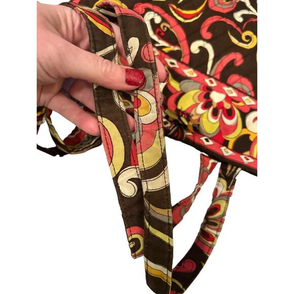 Vera Bradley Yellow, Red and Brown‎ Print Shoulder Bag Purse Tote - Picture 6 of 11